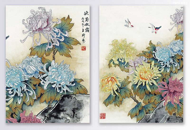 Tranh hoa cúc nhiều màu CHC2-003